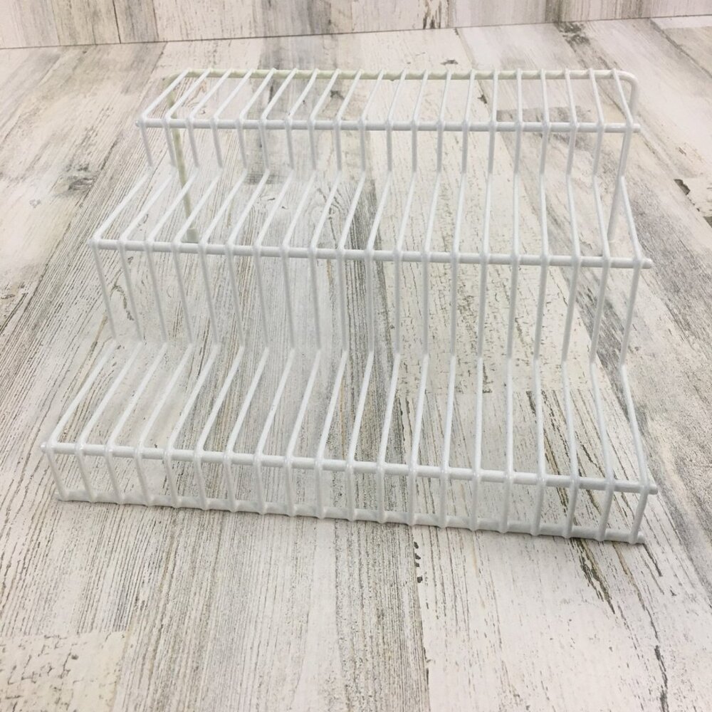 3-Tier Rack Wire Covered White Step Shelf Spice Rack